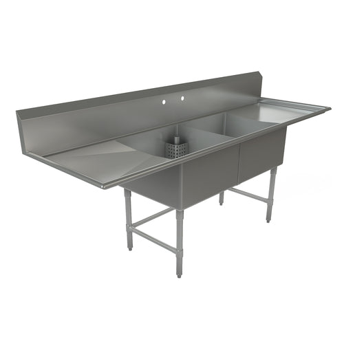 Tarrison TA-CDS224LR-KIT Sink, 2-compartment, 96 in W x 30 in D x 45 in H overall size, (2) 24 in W x 24