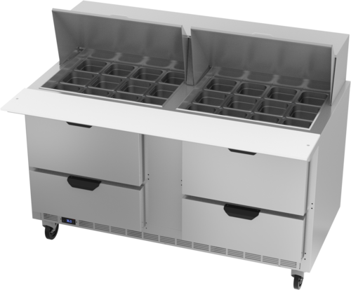 Beverage Air SPED60HC-24M-4 Mega Top Refrigerated Counter, two-section, 60 in W, 16.0 cu. ft. capacity, (4)