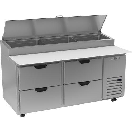 Beverage Air DPD67HC-4 Pizza Top Refrigerated Counter, two-section, 67 in W, 20.7 cu. ft., (4) drawers,