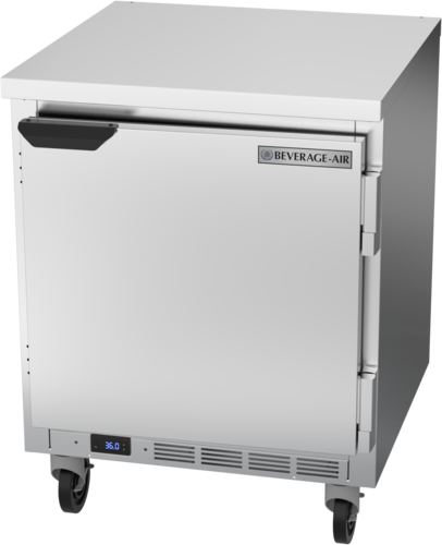 Beverage Air WTR27HC-FLT Worktop Refrigerator, one-section, 27 in W, 5.25 cu. ft., (1) solid door, (2) sh