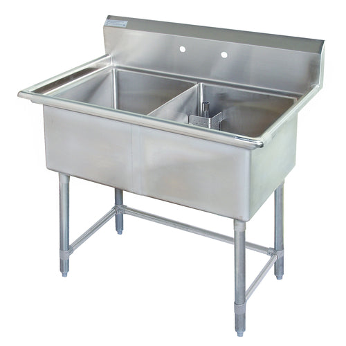 Tarrison TA-CDS224-KIT Sink, 2-compartment, 54 in W x 30 in D x 45 in H overall size, (2) 24 in W x 24