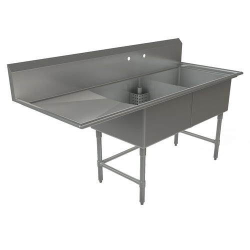 Tarrison TA-CDS224L-KIT Sink, 2-compartment, 75 in W x 30 in D x 45 in H overall size, (2) 24 in W x 24