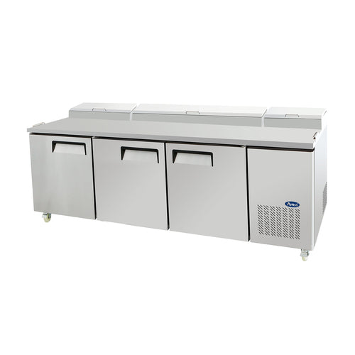 Atosa MPF8203GR Atosa Refrigerated Pizza Prep Table, three-section, 93 in W x 33-1/0 in D x 44 i