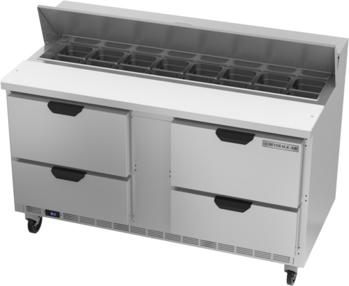 Beverage Air SPED60HC-16-4 Sandwich Top Refrigerated Counter, two-section, 60 in W, 16.02 cu. ft. capacity,