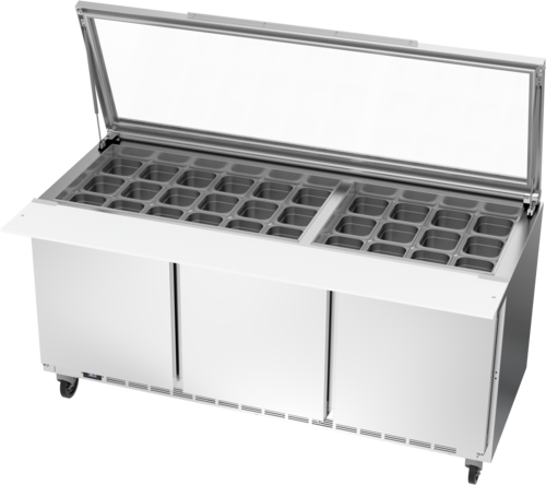 Beverage Air SPE72HC-30M-STL Mega Top Refrigerated Counter, with see-thru lid, three-section, 72 in W, 20.02