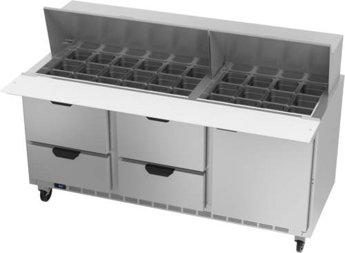 Beverage Air SPED72HC-30M-4 Mega Top Refrigerated Counter, three-section, 72 in W, 20.0 cu. ft. capacity, (4