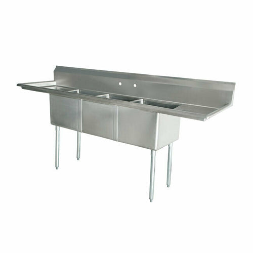 Omcan 43756 (43756) Pot Sink, three compartment, 10 in  wide x 14 in  front-to-back x 10 in