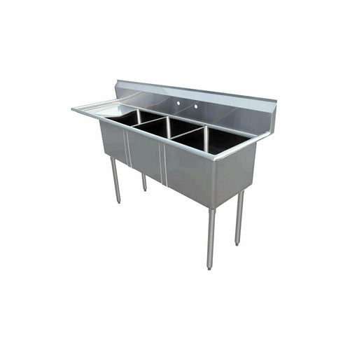 Omcan 43755 (43755) Pot Sink, three compartment, 10 in  wide x 14 in  front-to-back x 10 in