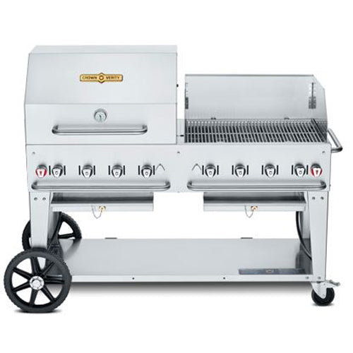 Crown Verity CV-MCB-60RWP-NG Mobile Outdoor Charbroiler, Natural gas, 58 in  x 21 in  grill area, 8 burners,