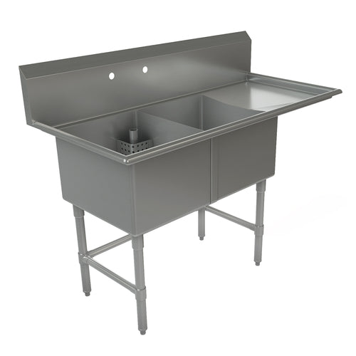 Tarrison TA-CDS218R-KIT Sink, 2-compartment, 57 in W x 27 in D x 45 in H overall size, (2) 18 in W x 21