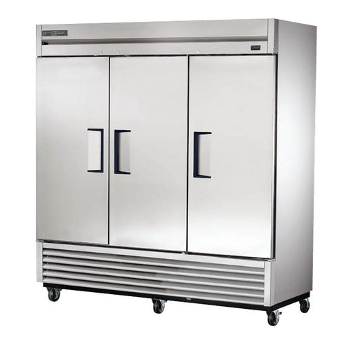 True T-72-HC Refrigerator, reach-in, three-section, (3) stainless steel doors, (9) PVC coated