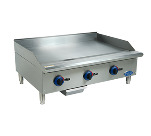 Globe C36GG Chefmate 36 in  Gas Griddle, with manual controls, 3/4 in  polished griddle plat