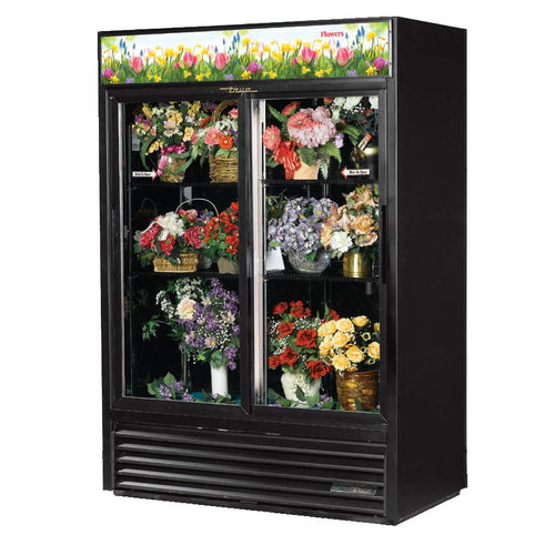 True GDM-47FC-HC-LD Floral Merchandiser, two-section, bottom mounted self-contained refrigeration, (