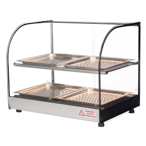 Celcook CHD-22CLIO Heated Display Case, countertop, full service, curved glass front, (1) intermedi