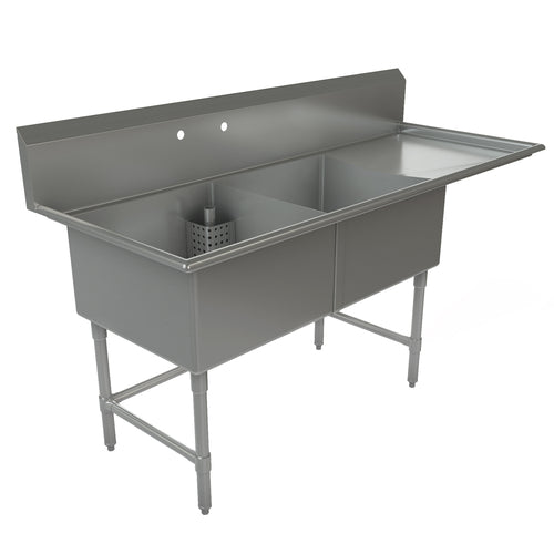 Tarrison TA-CDS224R-KIT Sink, 2-compartment, 75 in W x 30 in D x 45 in H overall size, (2) 24 in W x 24