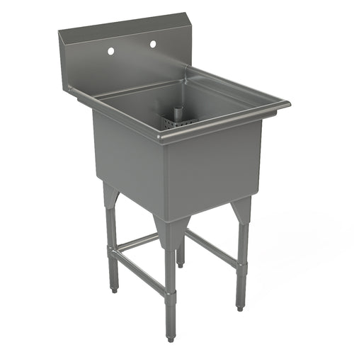 Tarrison TA-CDS118-KIT Sink, 1-compartment, 24 in W x 27 in D x 45 in H overall size, (1) 18 in W x 21