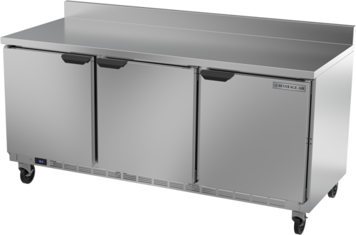 Beverage Air WTR72AHC-FIP Worktop Refrigerator, three-section, 72 in W, 17.88 cu. ft., (3) solid doors, (6