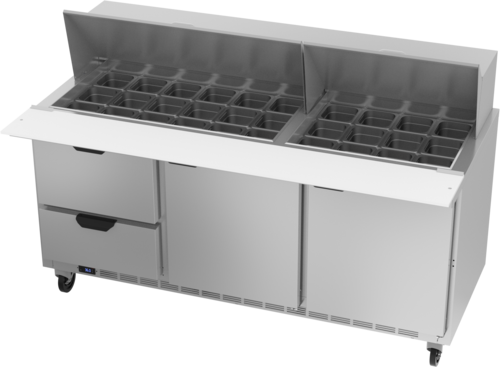 Beverage Air SPED72HC-30M-2 Mega Top Refrigerated Counter, three-section, 72 in W, 20.0 cu. ft. capacity, (2