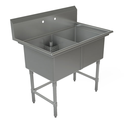 Tarrison TA-CDS218-KIT Sink, 2-compartment, 42 in W x 27 in D x 45 in H overall size, (2) 18 in W x 21