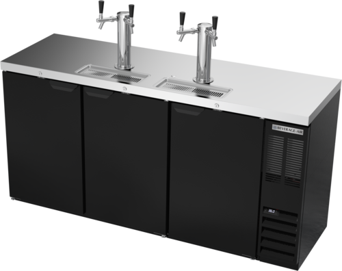 Beverage Air DD72HC-1-B Draft Beer Cooler, 72 in W, 24-3/8 in D, 19.95 cu. ft., (3) doors, (3) keg capac