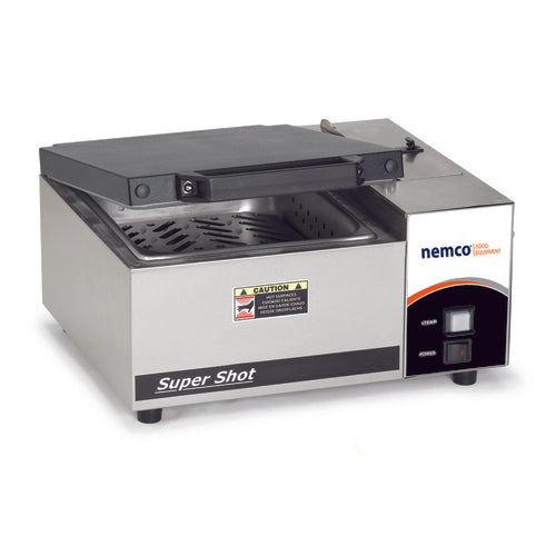 Nemco 6600 Super Shot Countertop Steamer, electric, 1/2 size pan, push-button operation, on