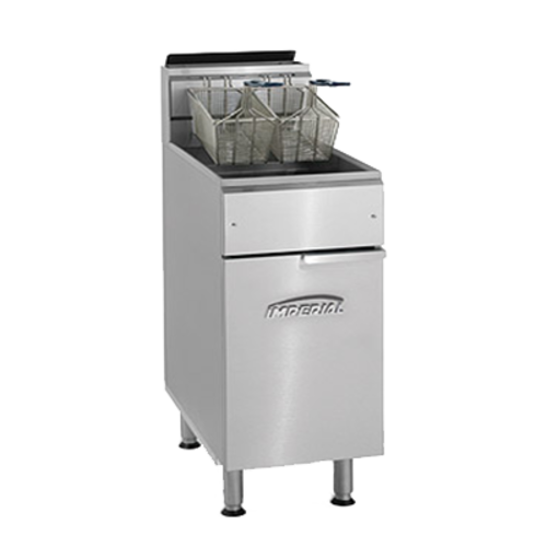 Imperial IFS-75 Fryer, gas, floor model, 75 lb. capacity, tube fired cast iron burners, snap act