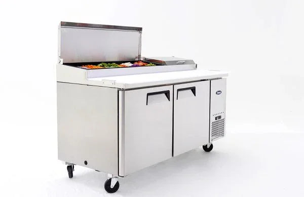 Atosa MPF8202GR | 67" 2-Door Refrigerated Pizza Prep Table
