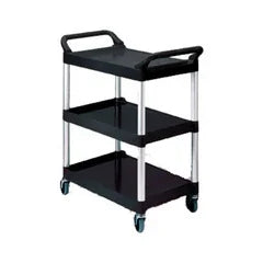 Rubbermaid FG342488BLA | Cart - Service 3 Shelf - Open Sided - Black
