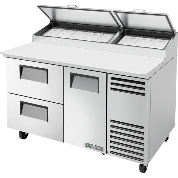 True TPP-AT-60D-2-HC | 60" 1-Door 2-Drawer Refrigerated Pizza Prep Table