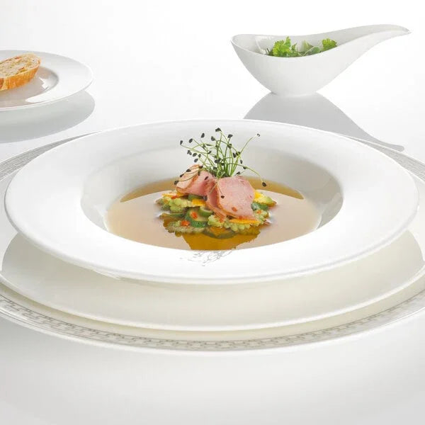 Villeroy & Boch 16-3272-2700 Rim Soup Plate, 9-1/2 in , 11-1/4 oz., deep, premium bone porcelain, Stella Hote