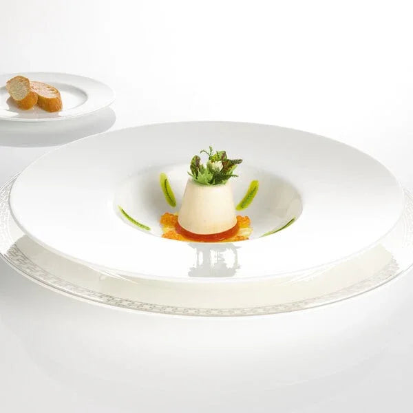 Villeroy & Boch 16-3272-2701 Plate, 11-1/4 in , deep, with 5-1/2 in  well, premium bone porcelain, Stella Hot