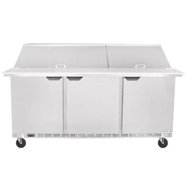 Beverage Air 72" Three Door Mega Top Refrigerated Sandwich Prep Table, 20.02 cu. ft. | SPE72HC-30M