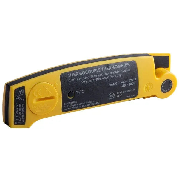 Taylor Waterproof Digital Folding Thermocouple Thermometer - Yellow | 9868FDA