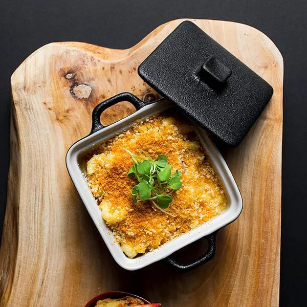 Front Of The House 8 oz Square Kiln® Ovenware Dish with Lid (12/Case) | DBO136BKC23