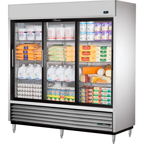True TSD-69G-HC-LD | TSD Series | 78" 3-Glass Door Refrigerator Bottom Mounted 64.4 cu. ft.