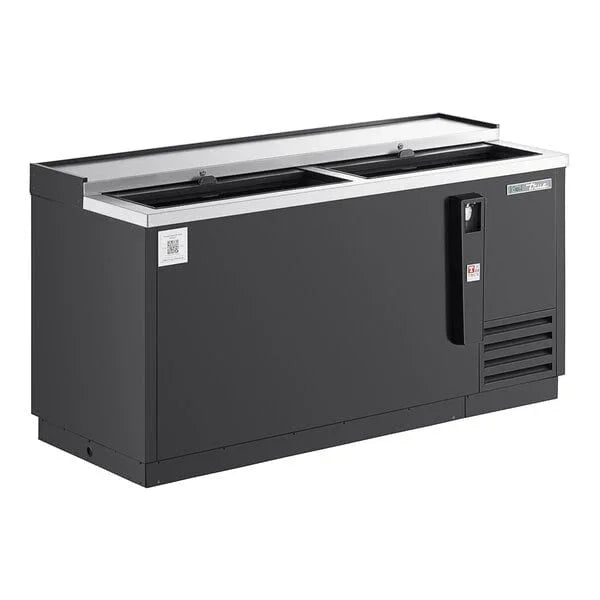 True TD-65-24-HC | 65" 2-Solid Slide Lid | Black Deep Well Horizontal Bottle Cooler