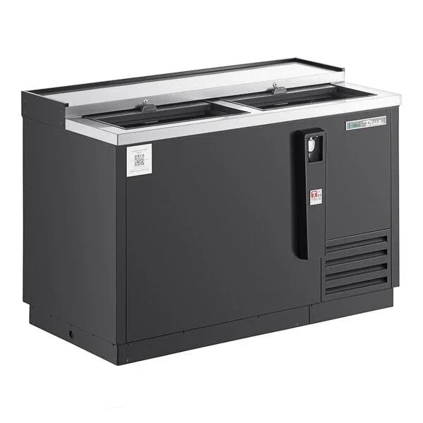 TRUE 50" 2-Solid Slide Lid Black Deep Well Horizontal Bottle Cooler, 15 cu. ft. | TD-50-18-HC
