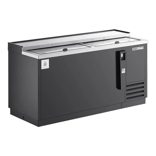 True TD-65-24-HC | 65" 2-Solid Slide Lid | Black Deep Well Horizontal Bottle Cooler