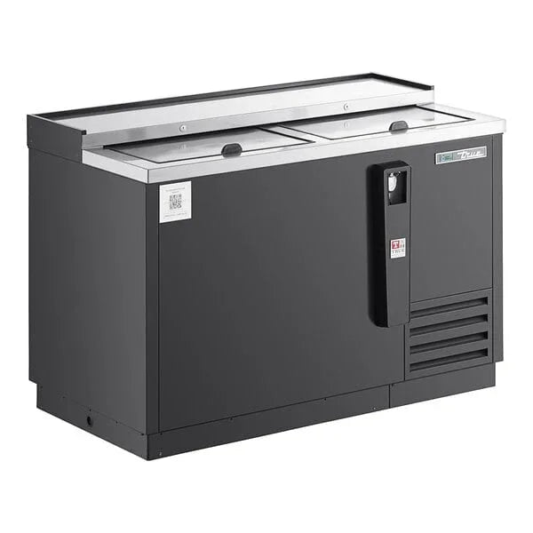TRUE 50" 2-Solid Slide Lid Black Deep Well Horizontal Bottle Cooler, 15 cu. ft. | TD-50-18-HC
