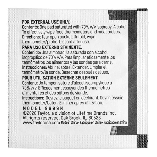 Taylor Anti-Bacterial Thermometer Probe Wipes (10 Boxes per Case) | 9999N