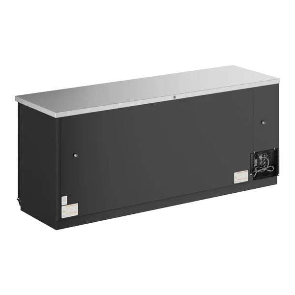 True TBB-4-HC | 90" 3-Solid Door Black Back Bar Cooler  32.8 cu. ft.