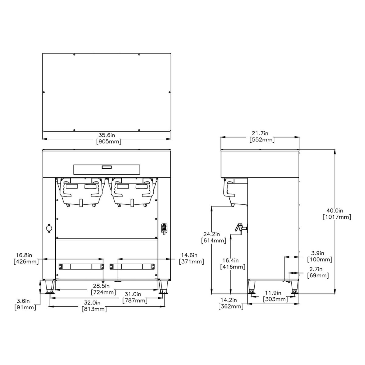 BUNN-O-MATIC 39200.6000 Model for TITAN DUAL 120/208V 1PH/3PH