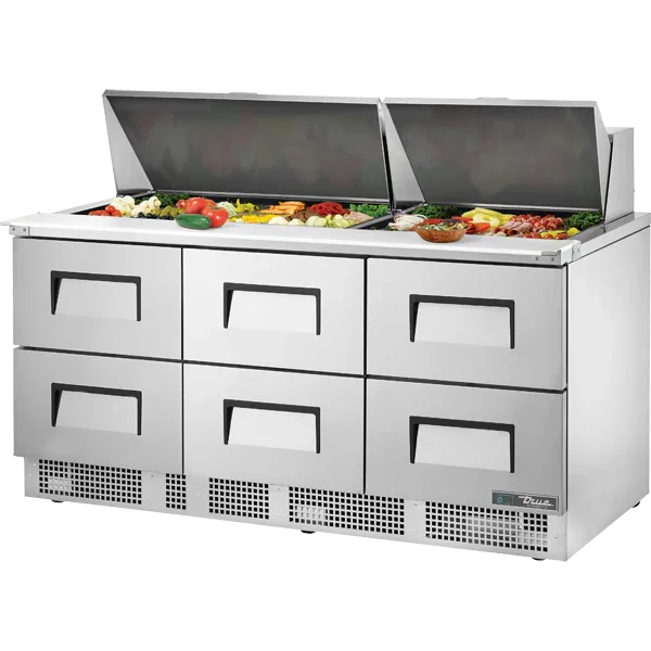 True TFP-72-30M-D-6 | 72" 6-Drawer Refrigerated Prep Unit | 30 Pans, 27.3 cu. ft.