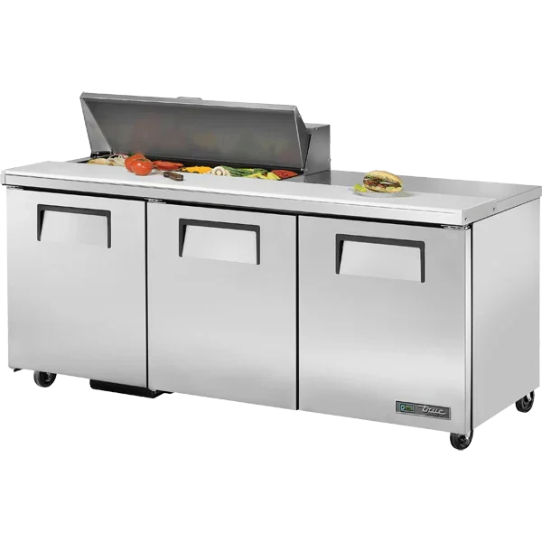 True TSSU-72-10-HC | 72" 3-Door Food Prep Table | 10 Pans | 21.5 cu. ft.