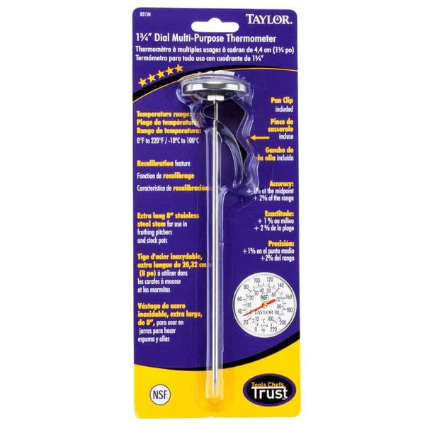 Taylor 8" Superior Grade Instant Read Probe Dial, 0° to 220°F | 8215N