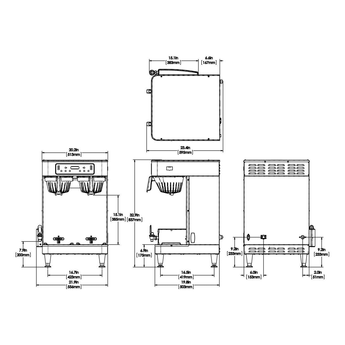 BUNN-O-MATIC 51200.6100 ICB TWIN SH 120/240V SST Unit