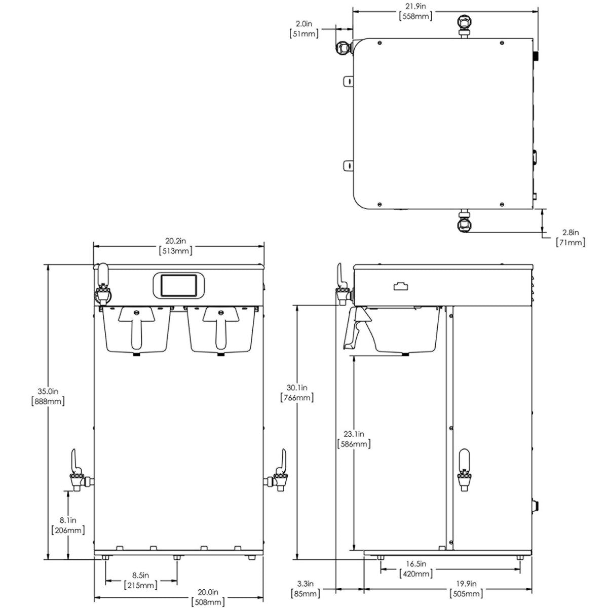 BUNN-O-MATIC 53400.6101 ICB TWIN TALL PLATINUM 120/240V SST