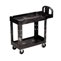 Rubbermaid FG450088BLA | HD Utility Cart | Small 16"x30" 2 Shelf Black
