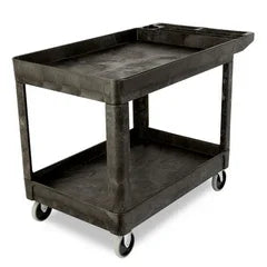 Rubbermaid FG452089BLA | HD Utility Cart | 2 Shelf Black 24"x36" Flat HDL