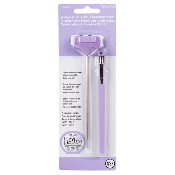 Taylor Purple Allergen-Free Digital Pocket Probe Thermometer (-40° to 302°F) | 9840PRN